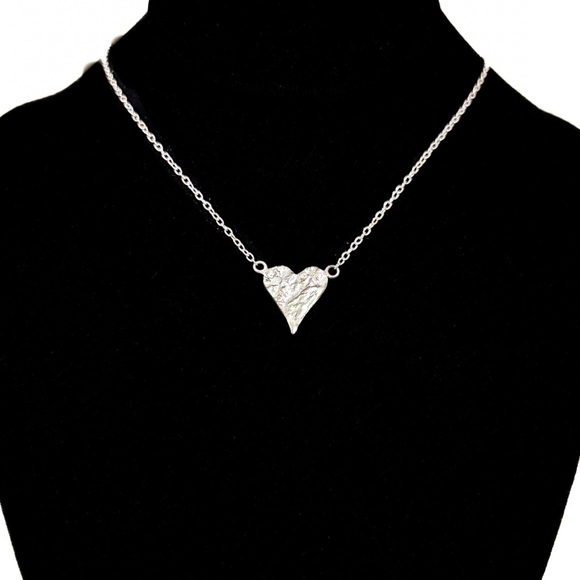 NEW - Handmade in NYC Reticulated Heart Necklace .925 Sterling Silver - Picture 2 of 2